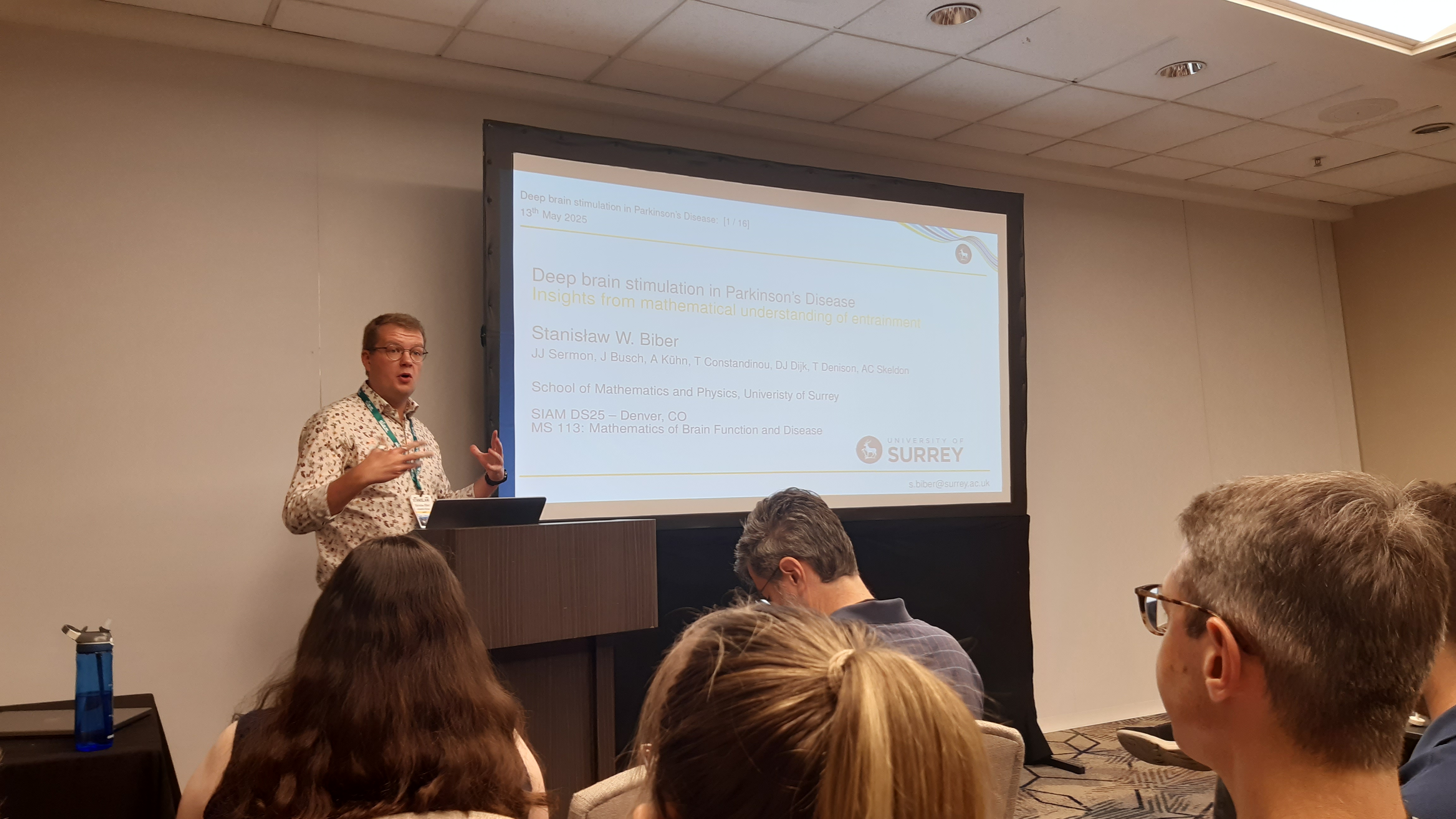 Stanisław presenting his talk at SIAM DS25