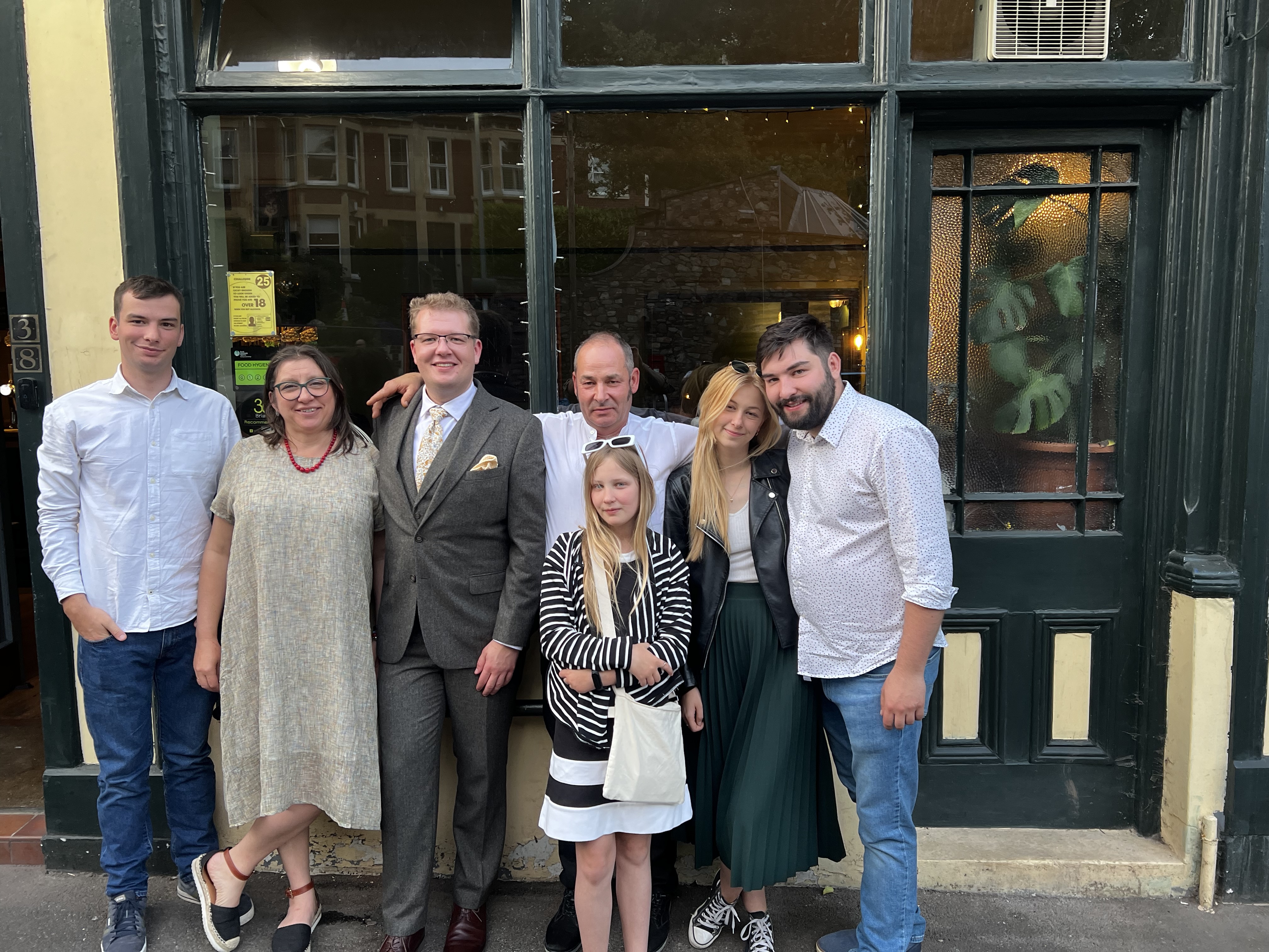 Stanisław with his family at the post-viva celebration